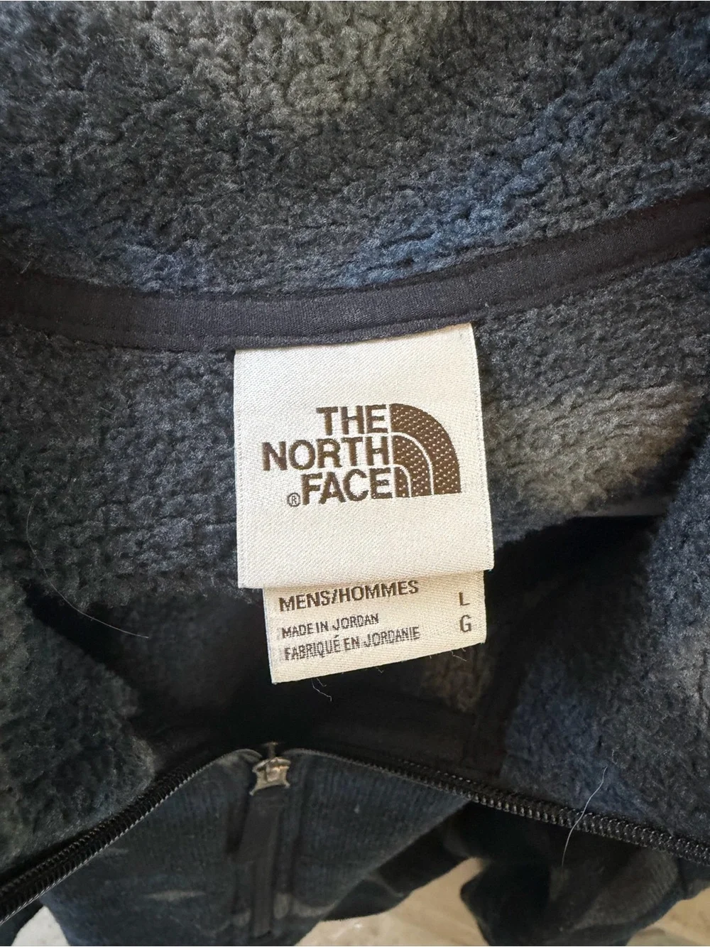 The North Face Men's Navy and Gray Patterned 1/4 Zip Fleece Pullover